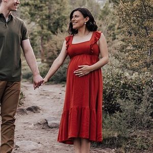 Maternity Backless Ruffle Dress